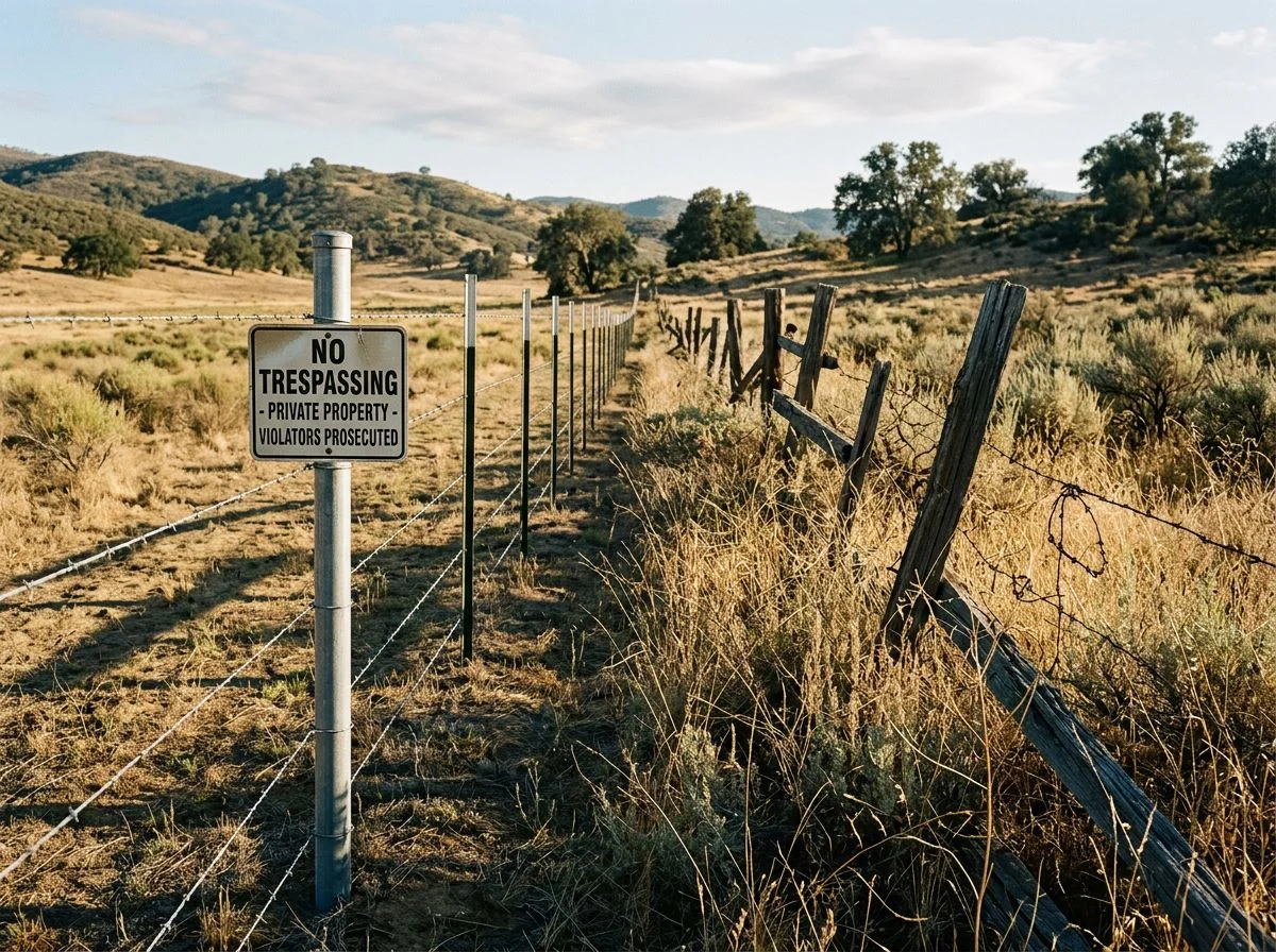 Comparison of a modern active fence line and an overgrown historic fence line